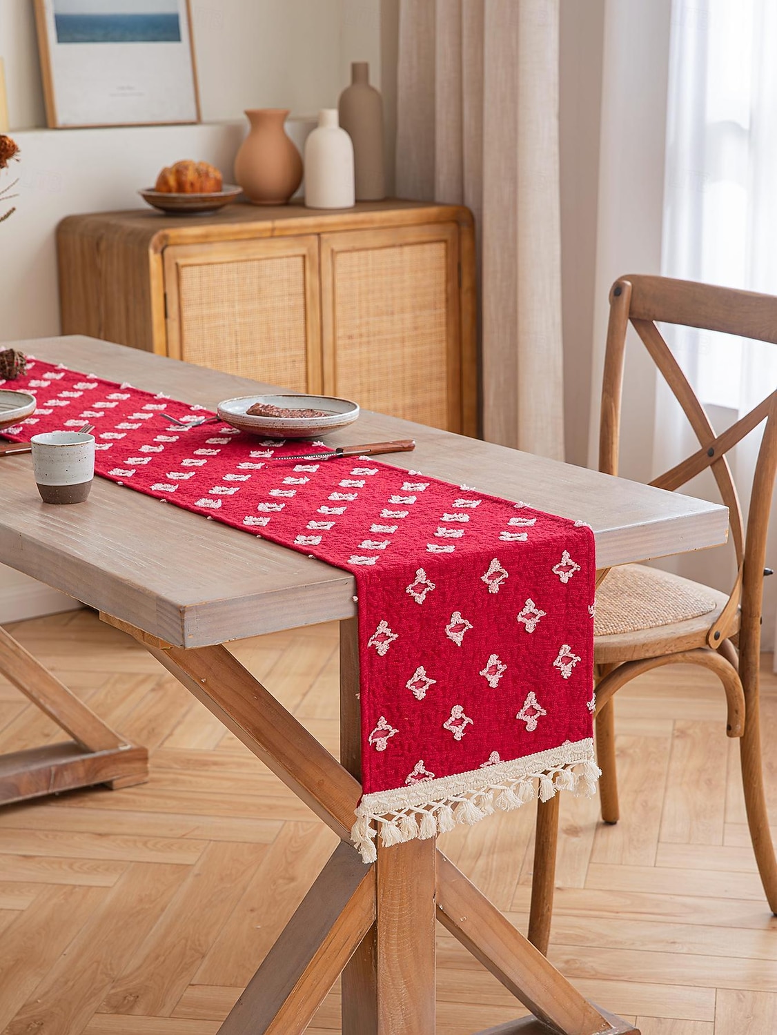 corredor de mesa com borlas apliques de estrela de primavera vintage francês country fazenda dupla camada de poliéster de 2026 por $20.99 –P7