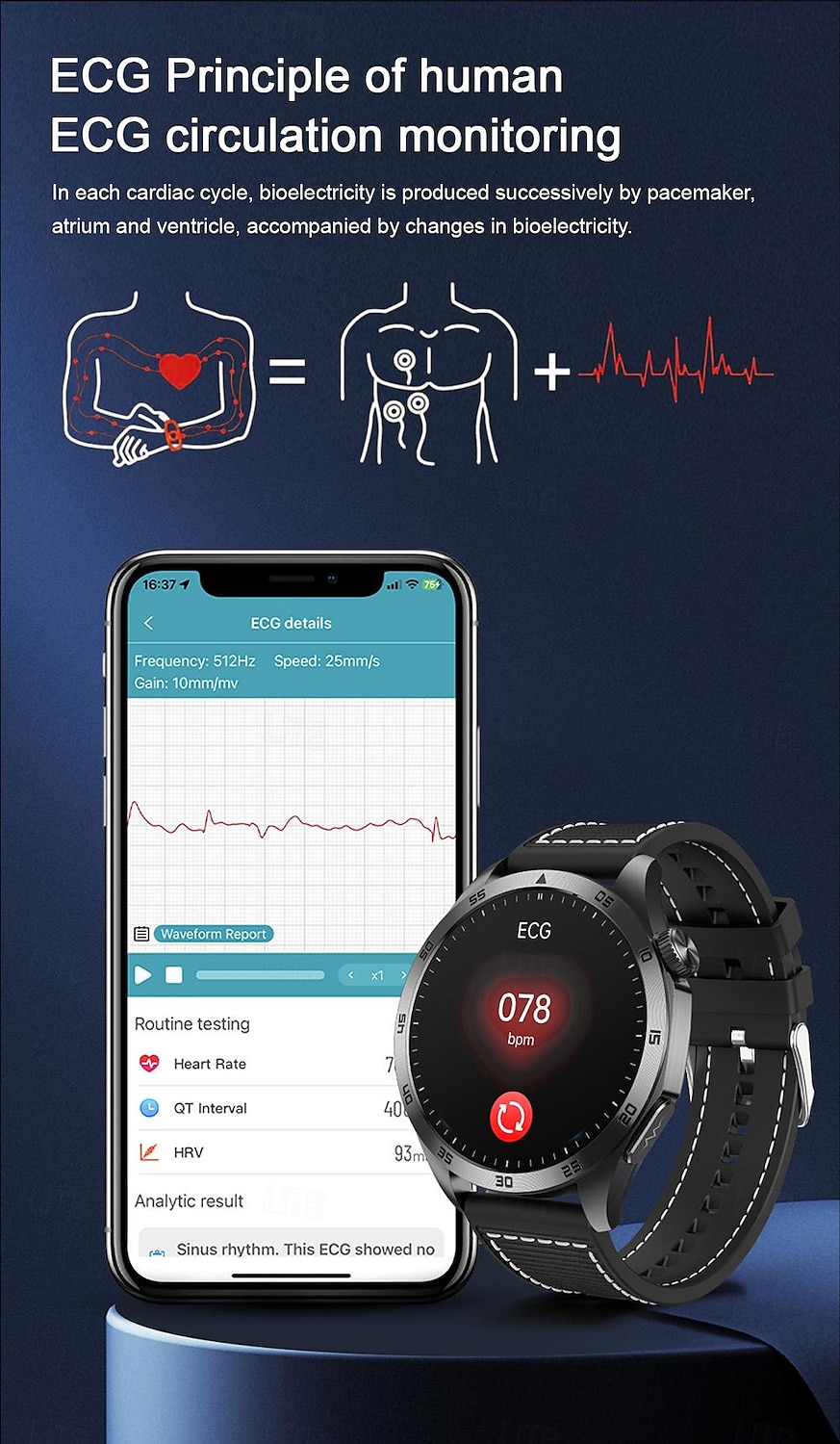 Smart Watch for Men - ECG, Blood Pressure, Body Temperature Monitoring, IP68 Waterproof Fitness Tracker 2025 - $69.99 –P5
