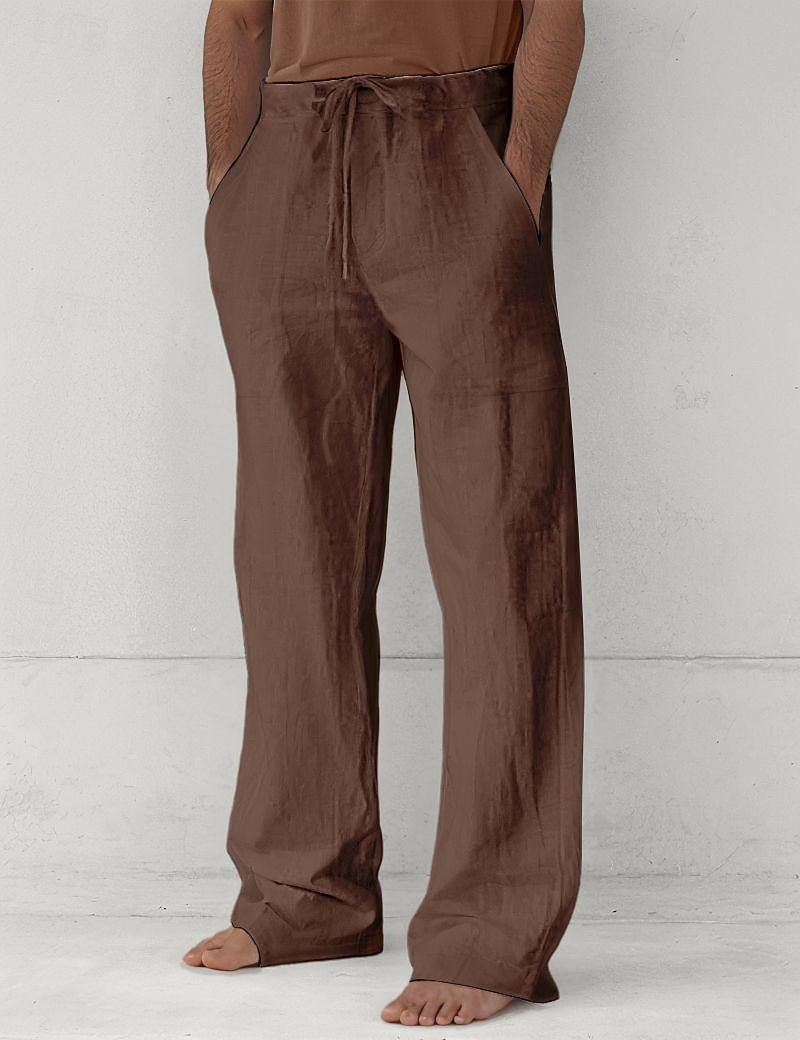 Herr Långbyxor Casual byxor Sommarbyxor Säckiga byxor Strandbyxor Snörning Framficka Rakt ben Slät Komfort Mjuk Fullängd Strand Yoga Helgdag Mode Hawaiisk Svart Vit 2026 - $25.99 –P18