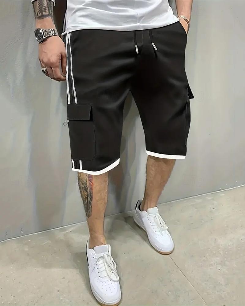 Homens Bermuda Cargo Calção Com Cordão Cintura elástica Bolso multi Bloco de cor Vestível Curto Ao ar livre Diário Para Noite Moda Clássico Preto Cáqui de 2025 por $27.99 –P5