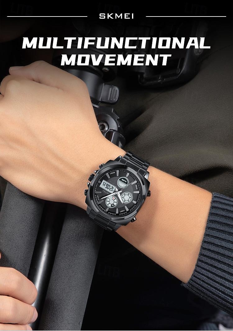 SKMEI Men's Full Steel LED Electronic Watch, Luxury Dual Time, Chronograph Digital Clock, Sports Waterproof Wristwatch 2025 - $47.19 –P4