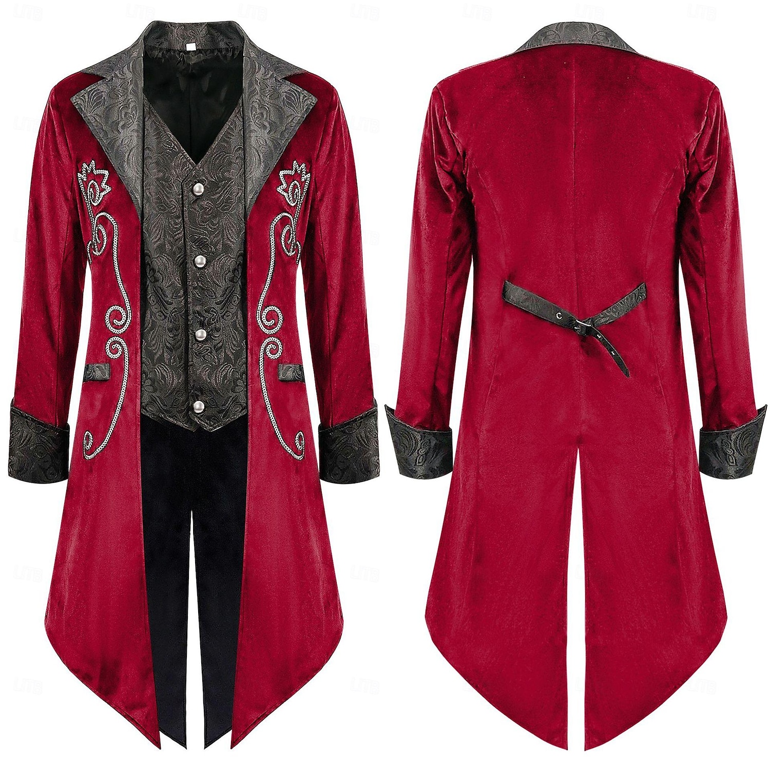 Retro / vintage Punk og gotisk Kostymer i middelalderstil Jakke tailcoat Prins Adelsmann Jacquard Herre Royal Steampunk Maskerade Fest Voksne Frakk 2025 - $49.99 –P3