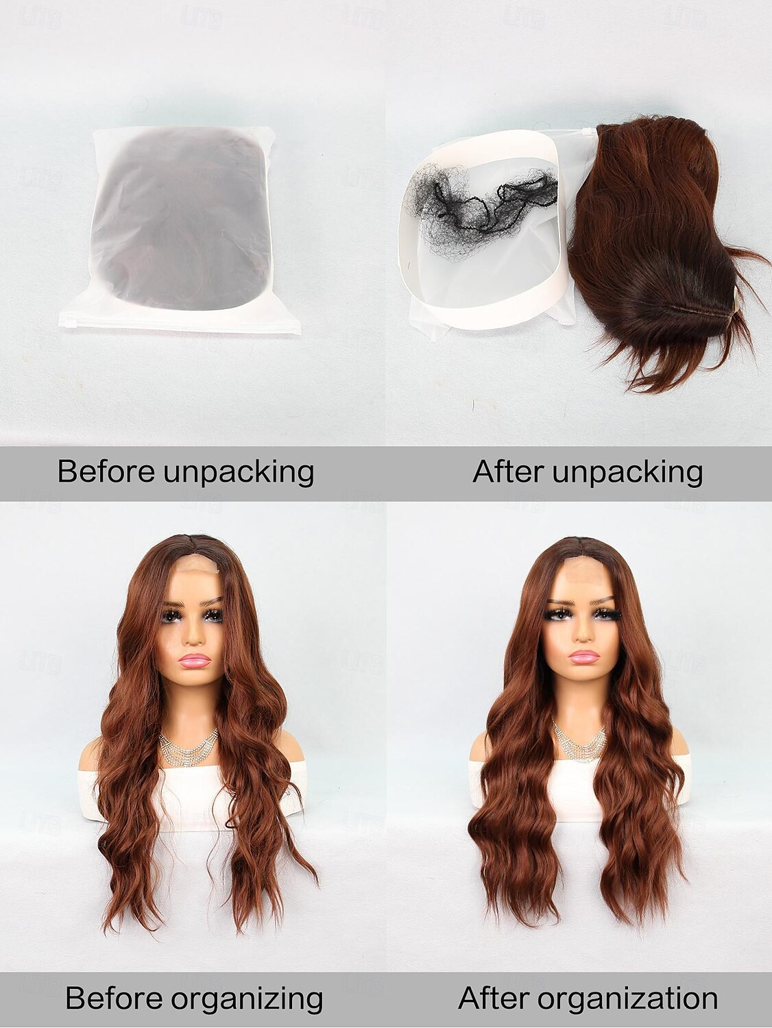 Synthetic Lace Wig Natural Wave Style 26 inch Multi-color Middle Part U Part Wig Women's Wig Black / Gold Black Brown Black / Gray 2025 - $26.99 –P6