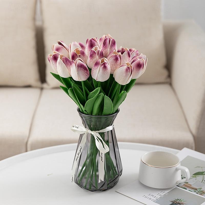 10 fiori artificiali di tulipani in PU realistici: perfetti per decorazioni domestiche, decorazioni nuziali ed eventi - tulipani dall'atmosfera realistica per una maggiore eleganza del 2025 a $12.99 –P13