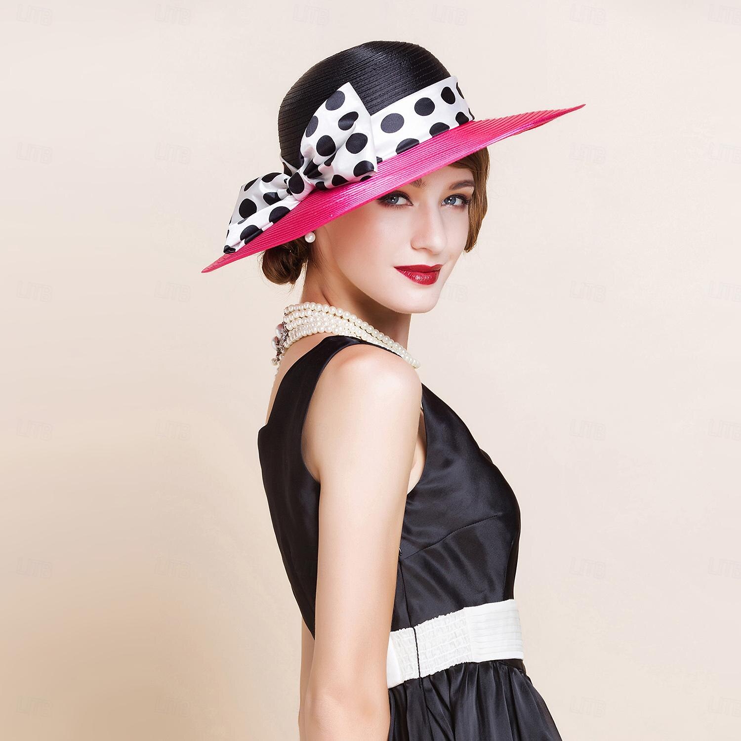 Cappelli Fibra Bombetta / Cappello a cloche Cappello a secchiello Cappello di paglia Matrimonio Tè Elegante Matrimonio Con Fiocco Pois Copricapo Copricapo del 2025 a $49.99 –P9