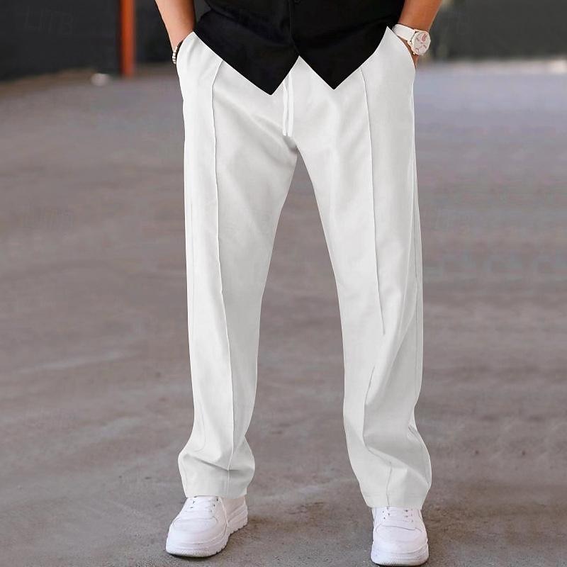 Per uomo Pantaloni della tuta Pantaloni A cordoncino Vita elastica Gamba dritta Liscio Comfort Sportivo Giornaliero Di tendenza Informale Verde militare Nero Media elasticità del 2026 a $21.99 –P1
