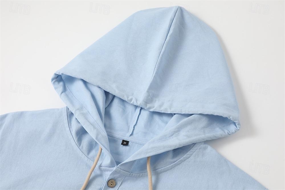 Per uomo Camicia camicia di lino Camicia estiva Abbigliamento mare Camicia con bottoni Liscio Da mare Curise Nero Bianco Blu Cachi Manica lunga Con cappuccio Primavera estate Abbigliamento del 2025 a $26.99 –P3