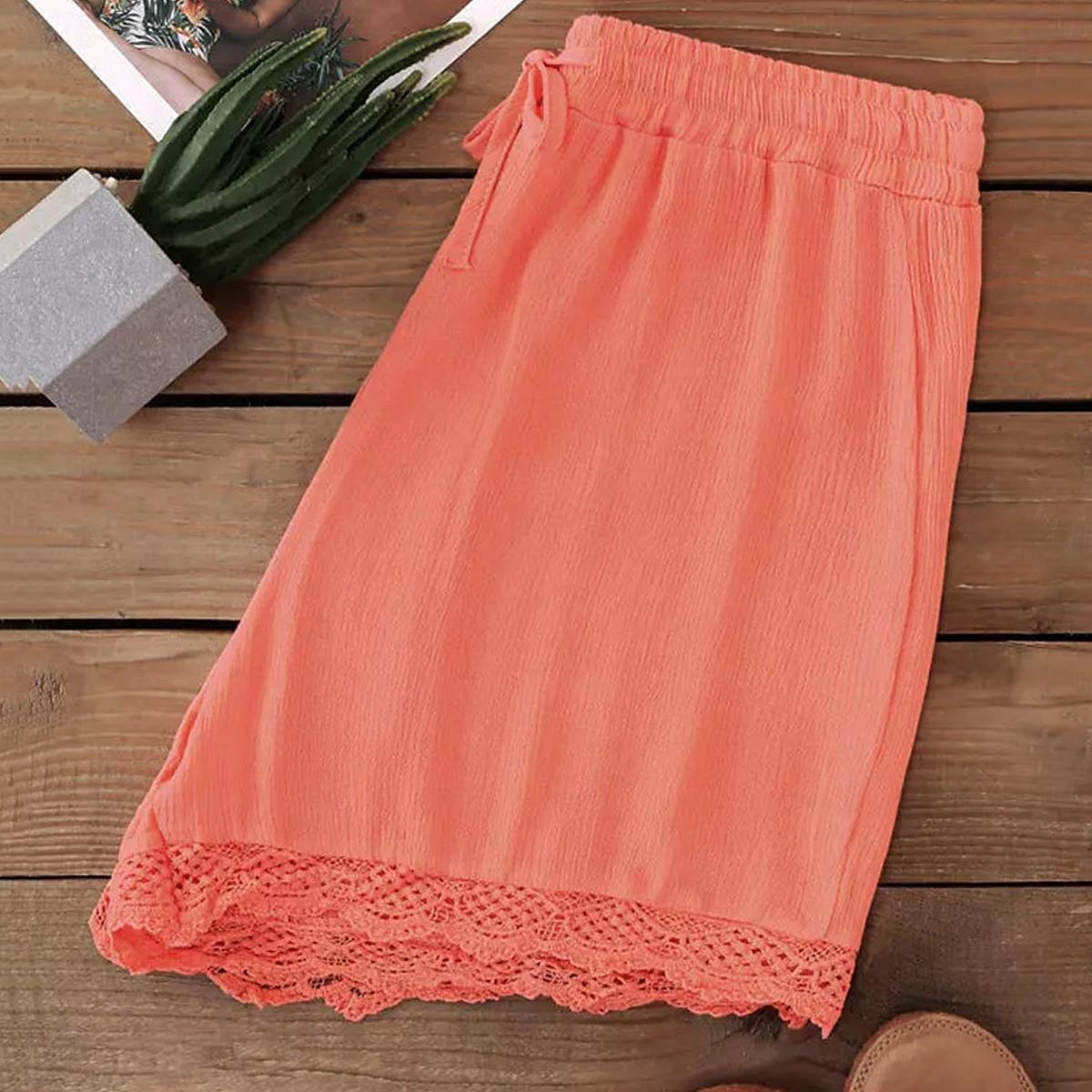 Per donna Chino Pantaloncini Essenziale Informale Breve Vita alta Liscio Design elastico con coulisse Taglio alto Traspirabilità Morbido Media elasticità Casual / quotidiano Fine settimana Vinaccia del 2025 a $15.99 –P3