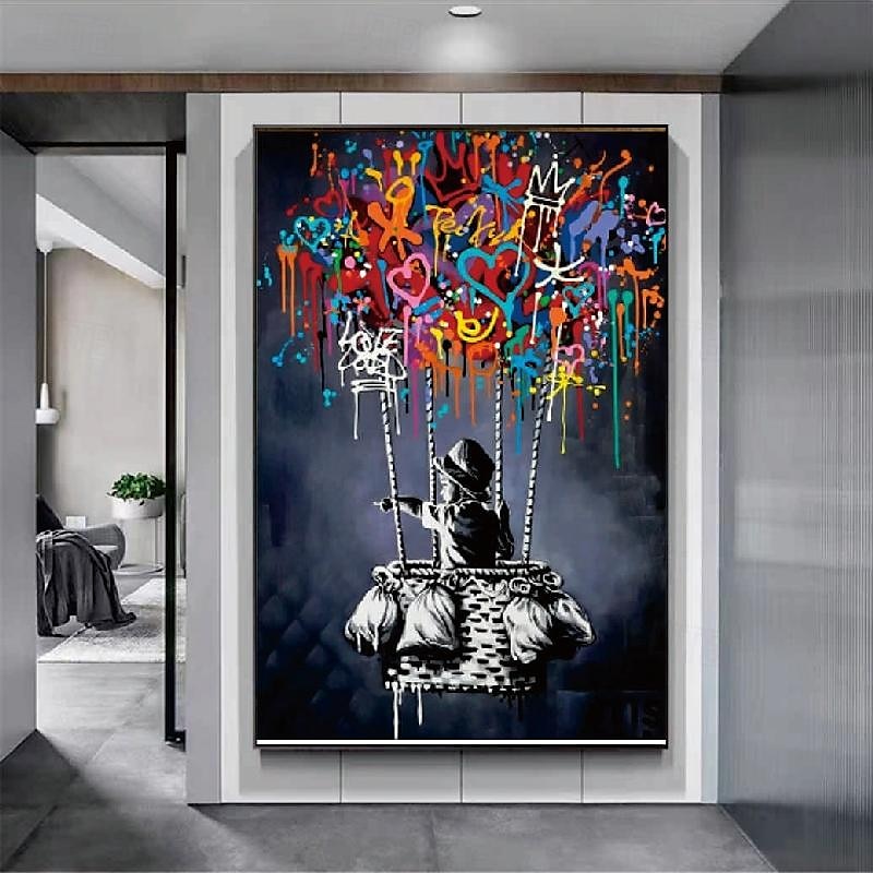 ručně vyráběné panoráma města pop art olejomalba street art malba texturované plátno umění panorama krajiny umění městské pouliční scéna malba moderní výzdoba obývacího pokoje 2025 - $150.99 –P4
