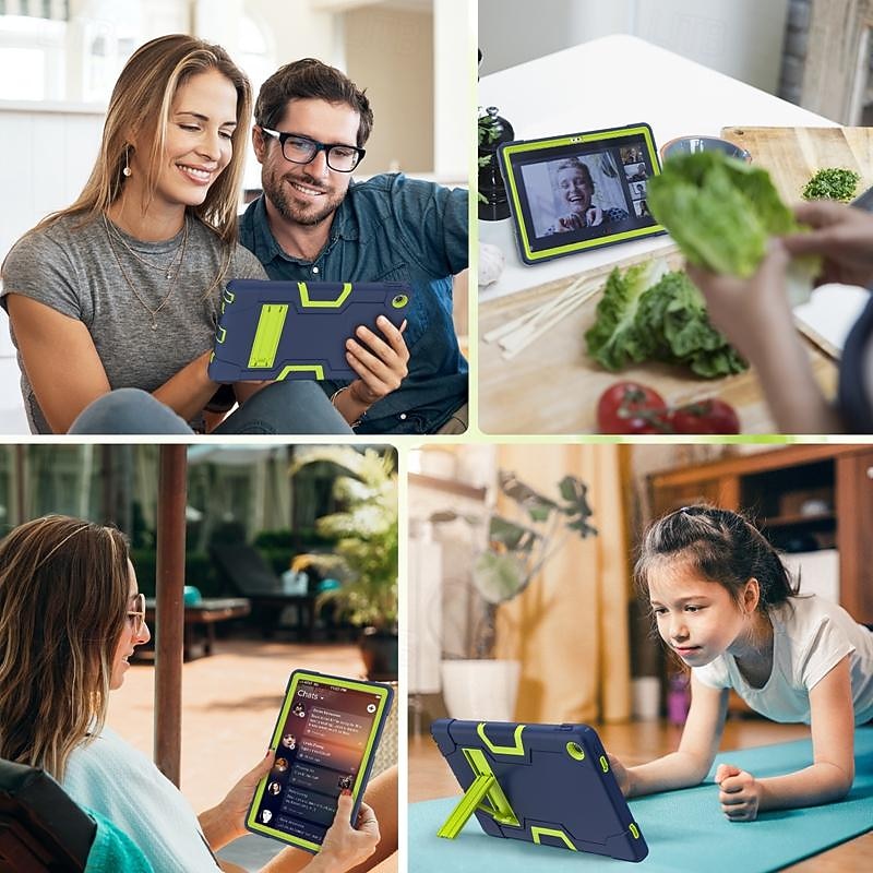 2025年 タブレット ケース カバー 用途 Lenovo M9 HD TB-310FU M8 4th Gen TB300FU M10 Plus 3rd Gen 10.6" TB-125/128 ハンドル 調整可能なキックスタンド付き 耐衝撃 PC シリコーン コレクション – $14.99 –P10