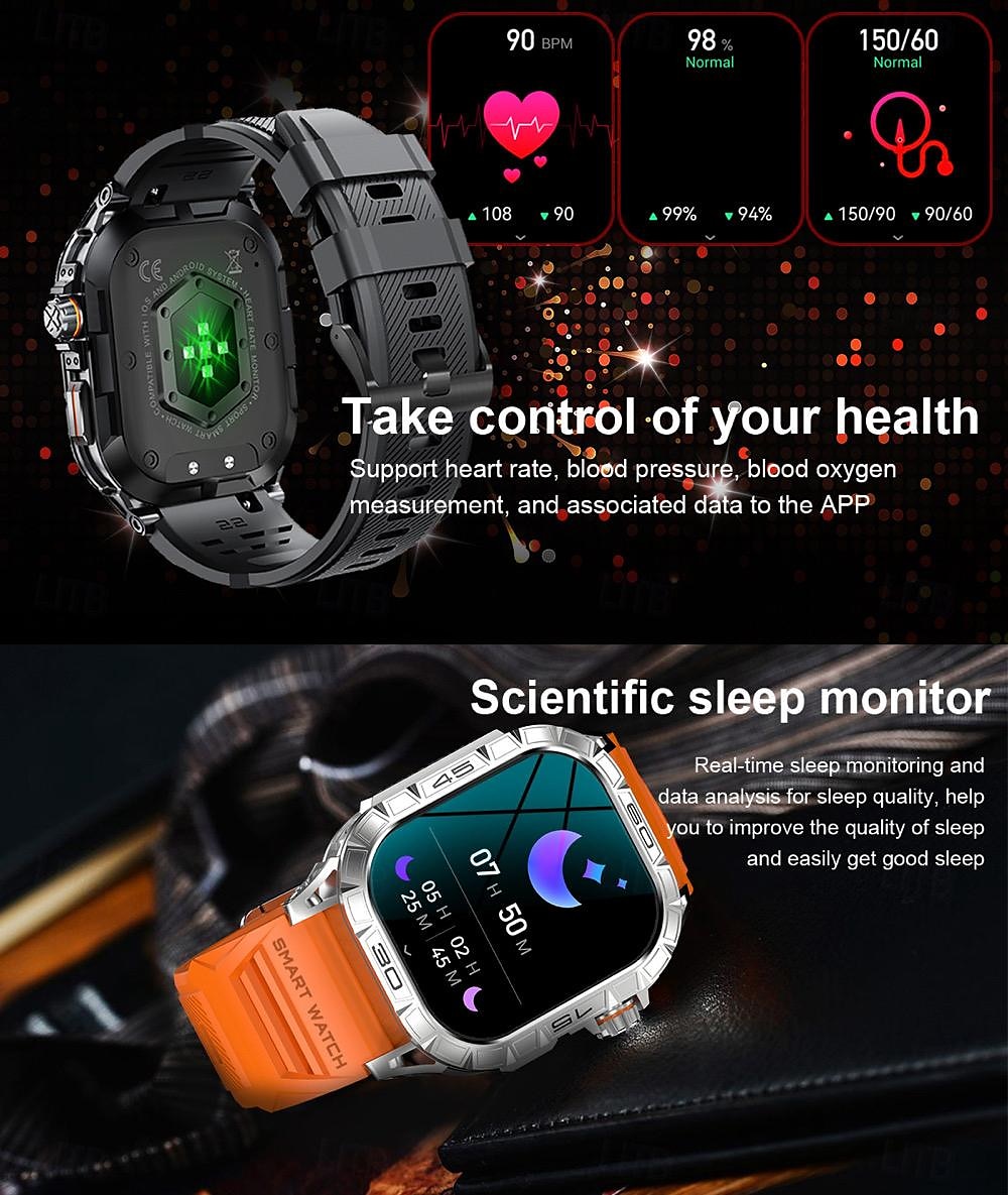 696 K63 Inteligentny zegarek 1.96 in Inteligentny zegarek Bluetooth EKG + PPG Krokomierz Powiadamianie o połączeniu telefonicznym Kompatybilny z Android iOS Damskie Męskie Odbieranie bez użycia rąk 2025 - $65.99 –P7