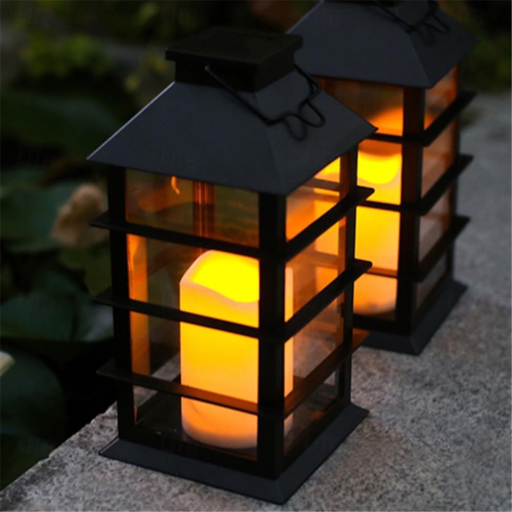 szüreti napelemes lámpa - villódzó led függő járdafény, napelemes fém kültéri lámpa kertbe, teraszra, udvari dekorációra 2026 - $32.99 –P4