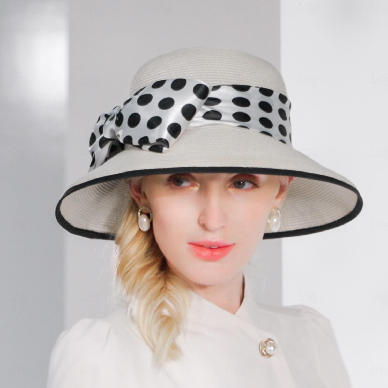 Hats Fiber Bucket Hat Floppy Hat Straw Hat Wedding Tea Party Elegant Wedding With Bowknot Ribbons Headpiece Headwear 2026 - $36.99 –P6
