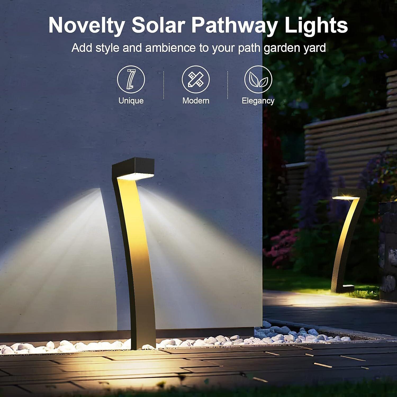 2pcs Outdoor Solar Landerscape Lighting Pathway Light Flame Shaped Lawn Light Outdoor Garden Lights for Patio Villa Park Lawn Walkway Waterproof Lighting Atmosphere Landscape Decor Light 2025 - $36.5 –P4