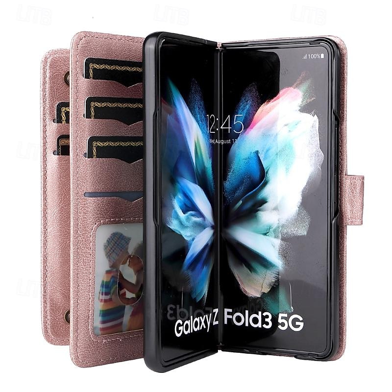 2025年 電話 ケース 用途 サムスンのギャラクシー Z Fold 5 Z Fold 4 Z Fold 3 ウォレットカードケース 磁石バックル 全身保護 キックスタンド レトロ風 TPU PUレザー コレクション – $21.99 –P6