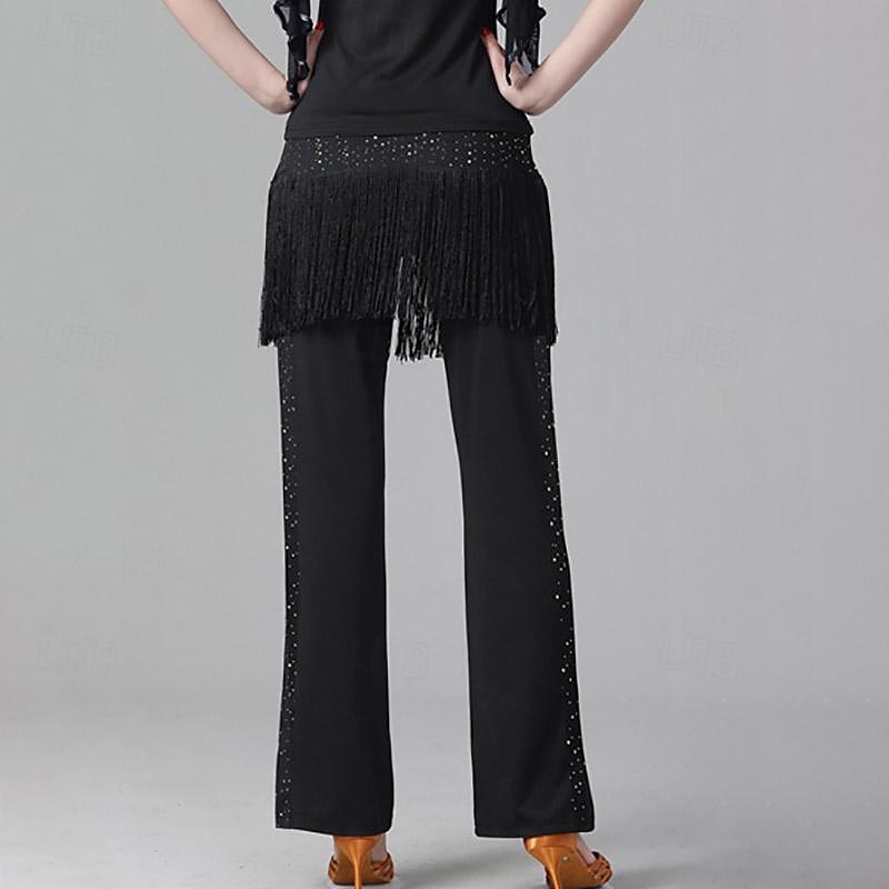 Dans Latin Dans de Societate Pantaloni Franjuri Culoare Pură Despicare Pentru femei Performanță Antrenament Înalt Poliester 2025 - $32.99 –P1