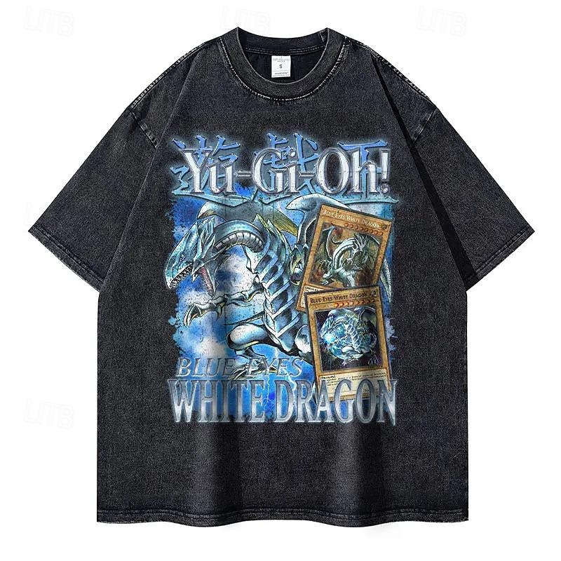 Yu-Gi-Oh! Póló Túlméretes savval mosott póló Nyomtatott Grafikus Kompatibilitás Páros Férfi Női Felnőttek Mindszentek napja Farsang Álarcos mulatság Forró bélyegzés Utca Alkalmi / Napi 2025 - $26.99 –P3