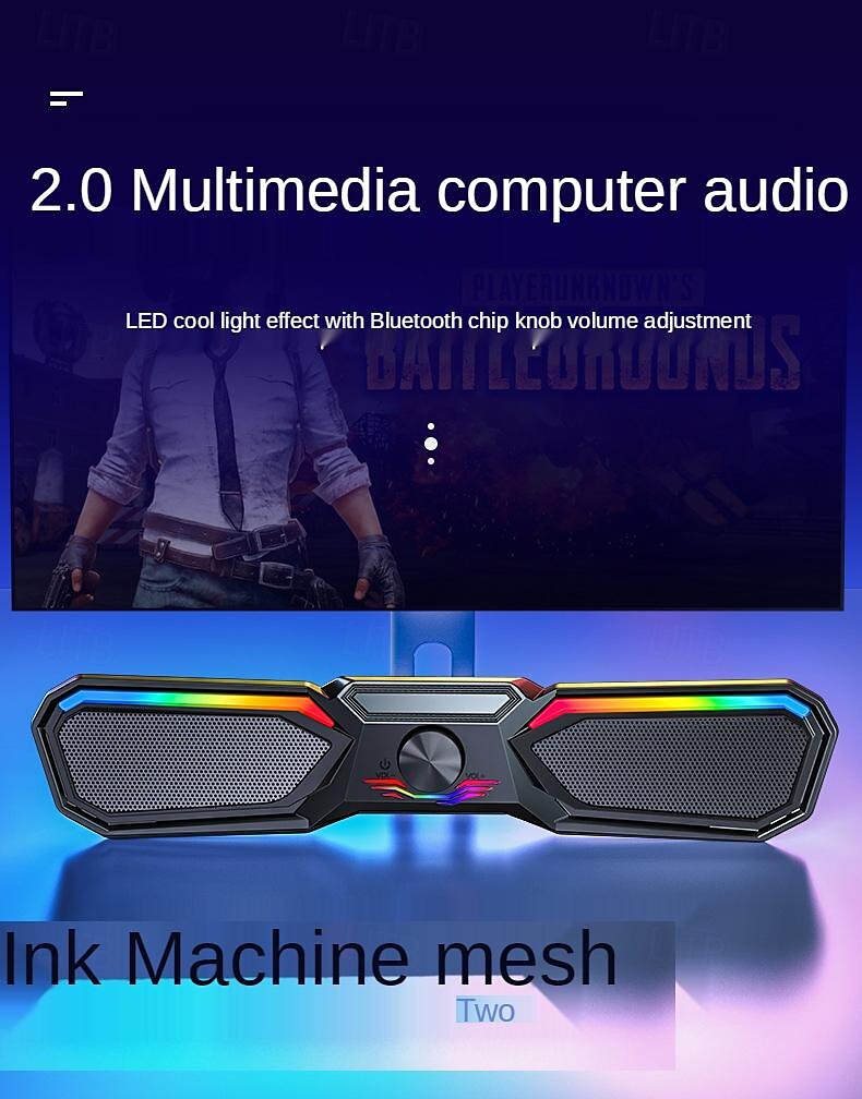 Wireless bluetooth speaker multimedia computer speaker RGB wired subwoofer sound bar suitable for PC notebook desktop speakers 2025 - $38.99 –P1