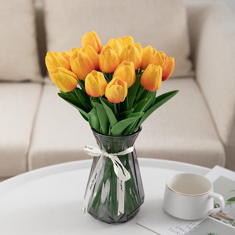 10 fiori artificiali di tulipani in PU realistici: perfetti per decorazioni domestiche, decorazioni nuziali ed eventi - tulipani dall'atmosfera realistica per una maggiore eleganza del 2025 a $12.99 –P7