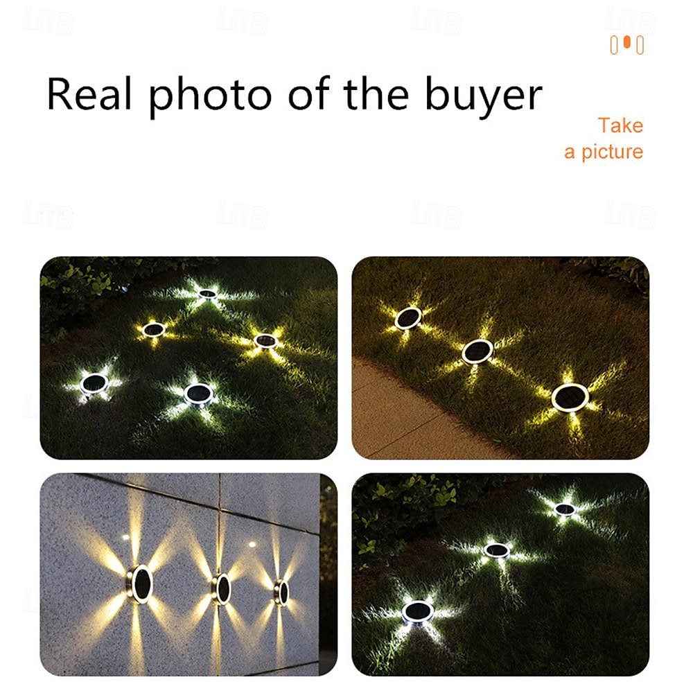 1 st/4 stks solar led power schijf licht outdoor 6 leds waterdicht tuinpad dekverlichting spotlight begraven solar led lamp tuin yard traject decor 2025 - $11.49 –P1