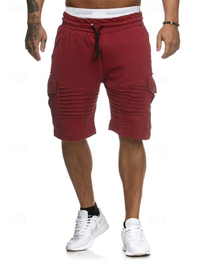 Men's Cargo Shorts Sweat Shorts Shorts Bermuda shorts Elastic Waist Multi Pocket Pleats Plain Comfort Sports Knee Length Outdoor Daily Fashion Streetwear Black White Micro-elastic 2025 - $17.99 –P4