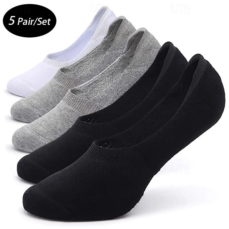 Муж. 5 шт Мульти пакеты Носки Носки до щиколотки Подследники Повседневные носки Черный Белый Цвет Полотняное плетение Для занятий спортом Повседневные Отпуск Классический Средней плотности Весна Осень 2026 - $7.99 –P1