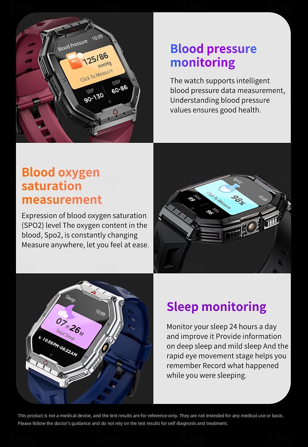 LOKMAT OCEAN 3 PRO Reloj inteligente 2.1 pulgada Smartwatch Reloj elegante Bluetooth Podómetro Recordatorio de Llamadas Seguimiento de Actividad Compatible con Android iOS Mujer Hombre Larga espera 2025 - $42.99 –P13