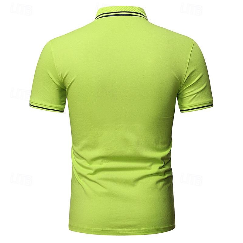 Herr Golftröja golfpolo Arbete Ledigt Kavajslag Kortärmad Grundläggande Modern Slät Lappverk Knapp Vår & sommar Normal Svart Vit Gul Ljusgrön Röd Marinblå Golftröja 2025 - $17.99 –P18