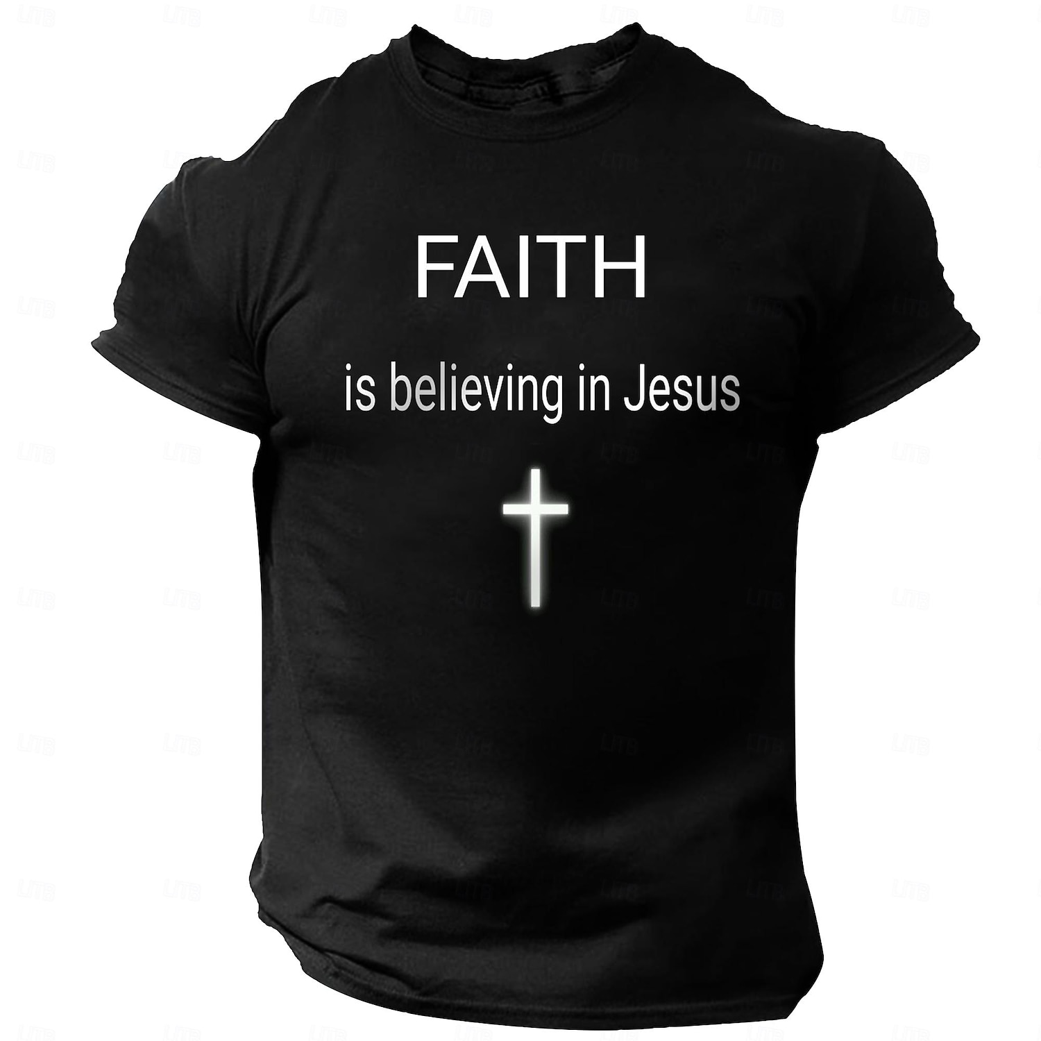 Herren T-Shirt Glauben an Jesus Kreuz Grafikdesign - Christlicher religiöser Lebensstil kurzärmliges Oberteil 2026 - $17.49 –P11