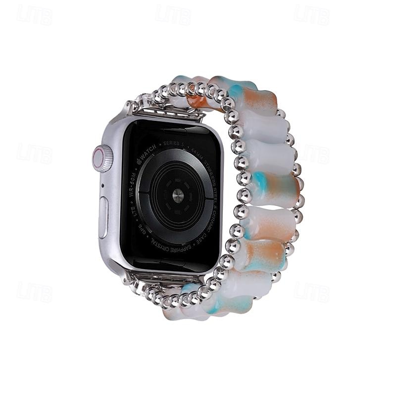 Pulseira de joias Compatível com Pulseira Apple Watch 38mm 40mm 41mm 42mm 44mm 45mm 49mm Com Miçangas Ajustável Respirável Resina pulseira de substituição para iwatch Ultra 2 Series 9 8 7 SE 6 5 4 3 de 2025 por $14.99 –P9