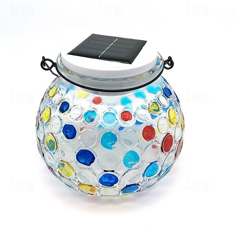 1 db üveg napelemes kültéri asztali lámpa, színes mozaik üveglámpa, kültéri vízálló kültéri napelemes lámpa kertbe, teraszra, ösvényre, erkélyre 2026 - $21.99 –P11