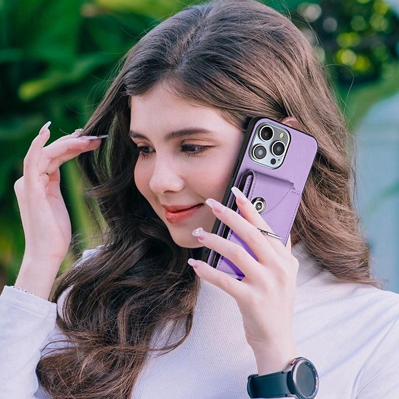 Phone Case For iPhone 16 iPhone 15 Pro Max Plus iPhone 14 13 12 11 Pro Max Plus Mini SE Back Cover with Stand Holder with Wrist Strap Card Slot Retro TPU PU Leather 2025 - $18.99 –P12