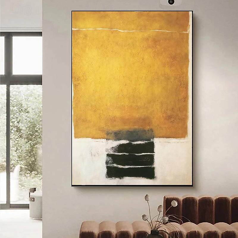 Stampa Su Tela Astratta – Quadro Moderno Blu, Arancione E Oro – 40x60 Cm, Incorniciato E Pronto Da Appendere, Decorazione Parete Soggiorno