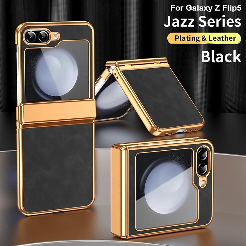 Phone Case For Samsung Galaxy Z Flip 6 Z Flip 5 Z Flip 4 Z Flip 3 Flip Cover Shockproof Retro Plating PC PU Leather 2025 - $23.99 –P14