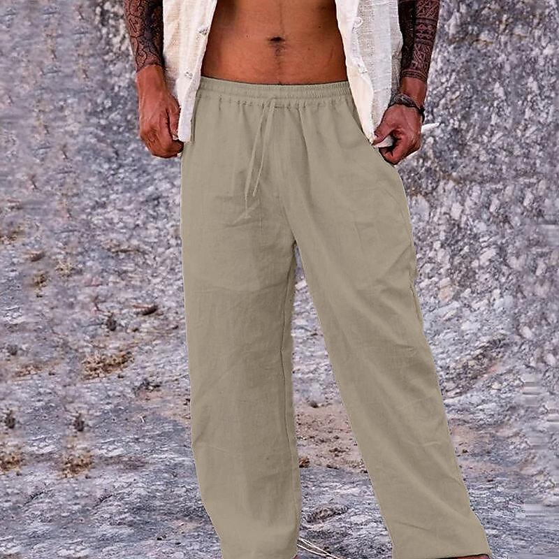 Férfi Vászon nadrág Nadrág Nyári nadrág Strand nadrág Zseb Zsinór Rugalmas derék Sima Mokaszinok Légáteresztő Napi Szabadság Vakáció Hawaii Boho Fekete Fehér 2025 - $18.99 –P9