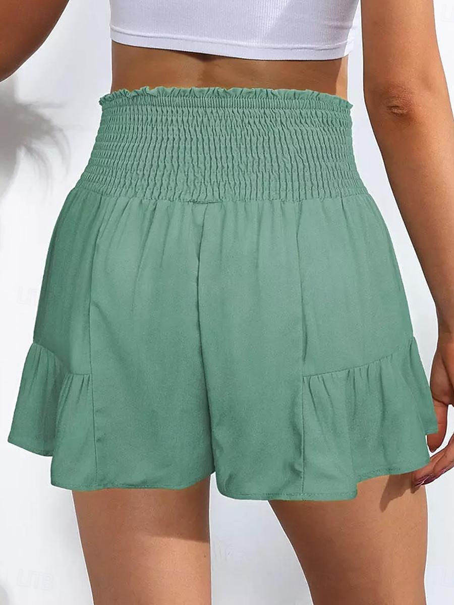 Жен. Шорты Skort Классический На каждый день Короткие Завышенная Полотняное плетение Оборки Эластичная талия Высокий вырез Воздухопроницаемость Мягкий Слабоэластичная На каждый день выходные 2025 - $18.99 –P2