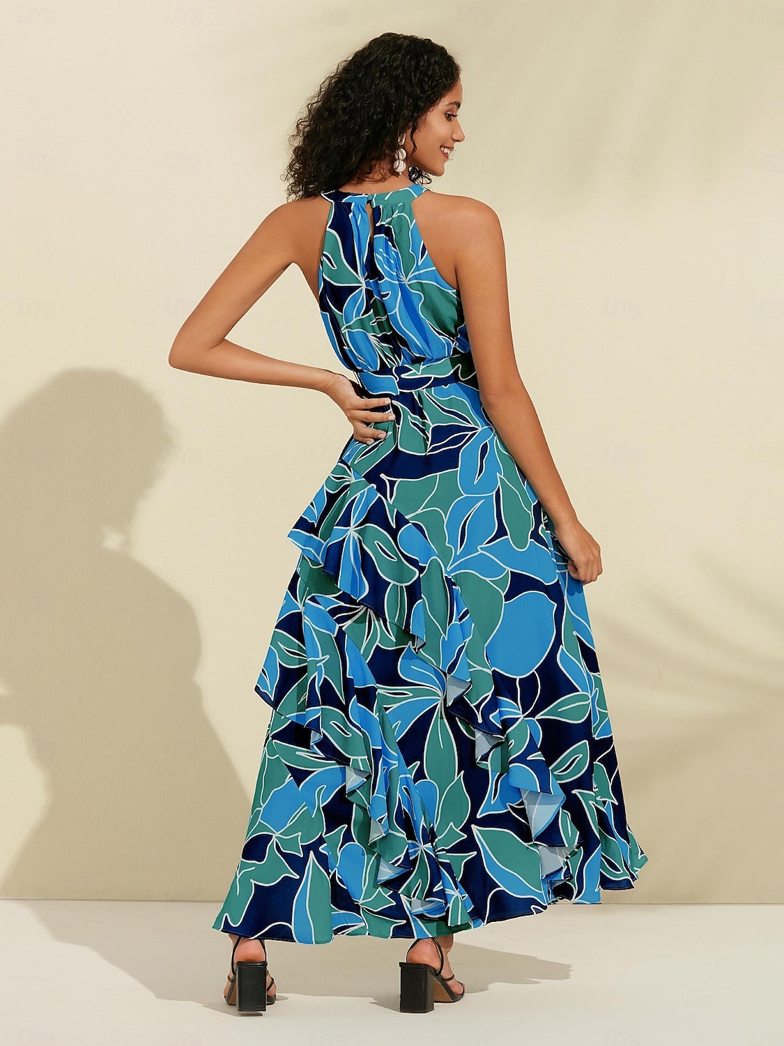 Per donna Vestito in Chiffon Abito maxi Blu Viola Senza Maniche Floreale Volant Stampa Primavera & Estate Il giro Abito a Fantasia XS S M del 2025 a $86.99 –P2