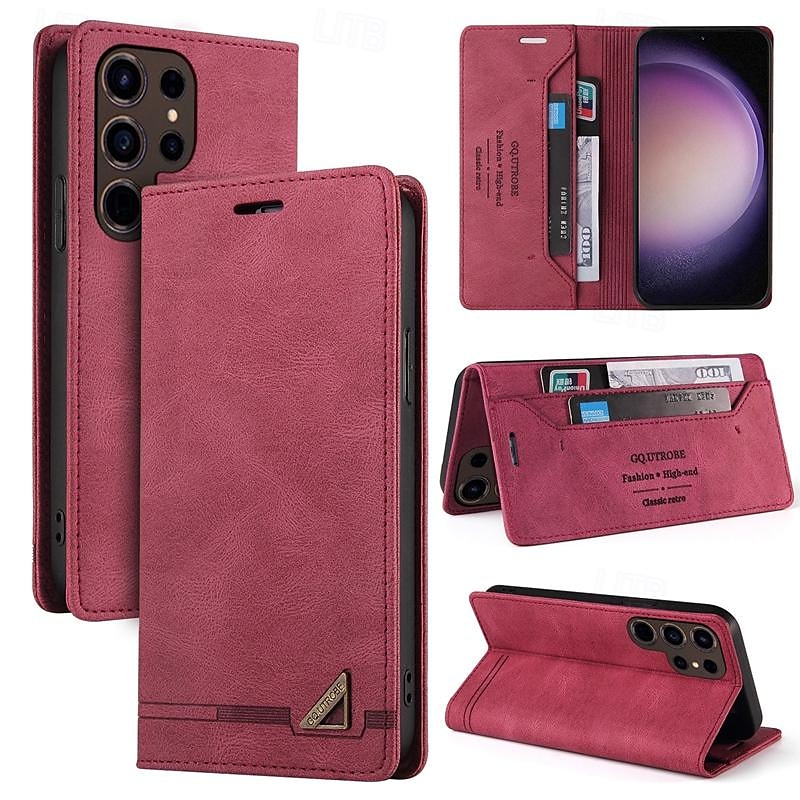 2025年 Samsung Galaxy S24 S23 S22 S21 S20 Ultra Plus FE A54 A34 A14 Note 20 10 S25 Ultra ウォレットケース マグネティックフルボディプロテクティブキックスタンドレトロTPU PUレザー  コレクション – $17.99 –P13
