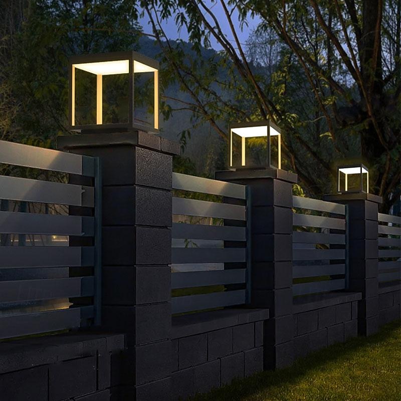Lâmpada de coluna luminárias de poste exterior à prova d'água, luzes de pilar ao ar livre, luzes de pilar quadrado ip65 luminárias de poste de vidro de alumínio à prova d'água ao ar livre luzes de de 2026 por $333.69 –P6