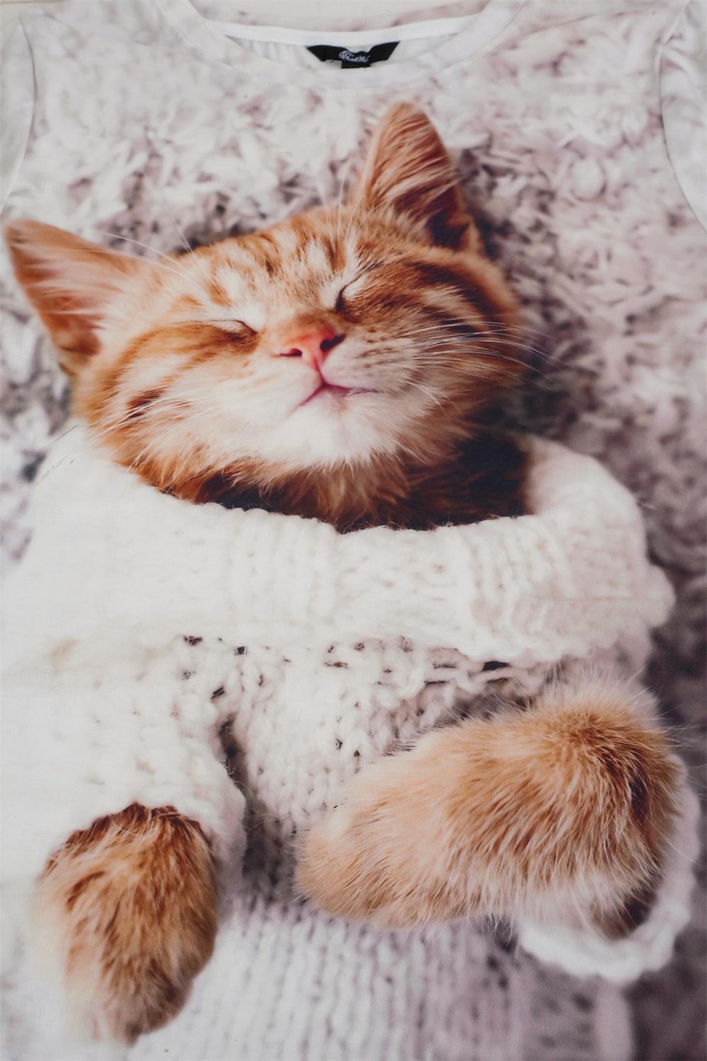 dámské tričko basic cat print krátký rukáv běžné topy kulatý výstřih denní víkend bílá 2025 - $19.99 –P8