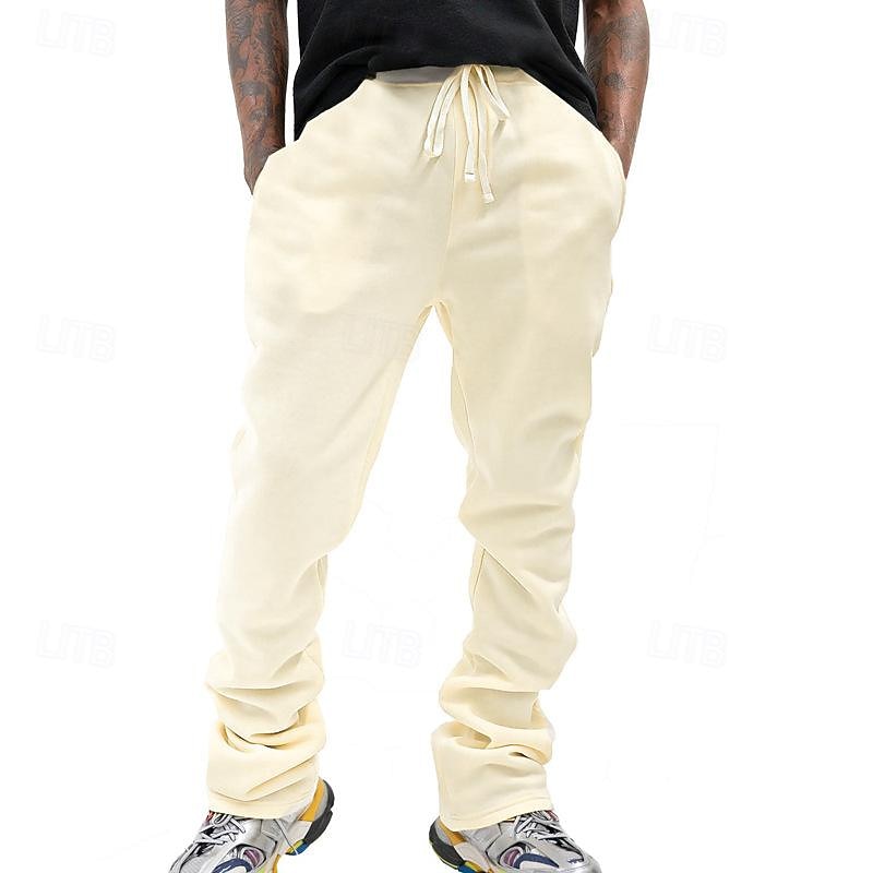 2026年 男性用 スウェットパンツ ズボン カジュアルパンツ ドローストリング 弾性ウエスト まっすぐな足 平織り 履き心地よい スポーツ・アウトドア 日常 ファッション カジュアル ブラック ピンク マイクロエラスティック  コレクション – $32.99 –P10