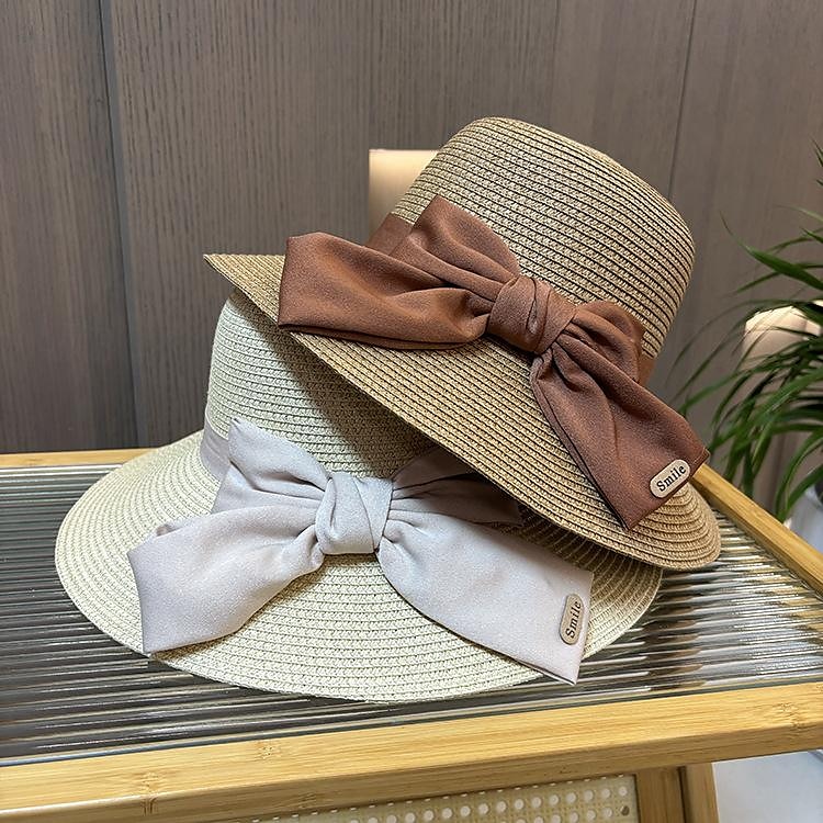 Hats Headwear Acrylic / Cotton Straw Bucket Hat Straw Hat Sun Hat Casual Holiday Elegant Vintage With Bowknot Pure Color Headpiece Headwear 2025 - $20.99 –P5