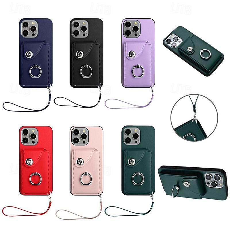 Phone Case For iPhone 16 iPhone 15 Pro Max Plus iPhone 14 13 12 11 Pro Max Plus Mini SE Back Cover with Stand Holder with Wrist Strap Card Slot Retro TPU PU Leather 2025 - $18.99 –P1
