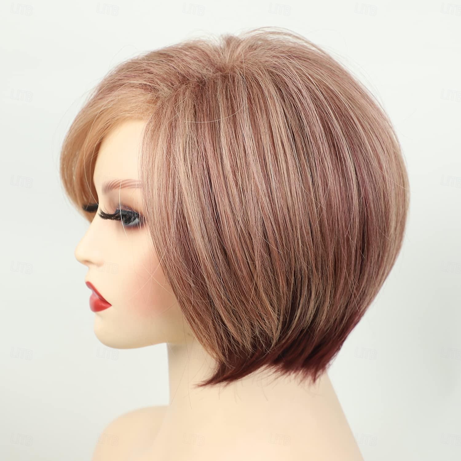 sidedel korte lag bob parykker for hvite kvinner blond blandet brun søt rett nisse bob parykk invertert bob parykk syntetisk halloween cosplay hår erstatning parykk 2025 - $7.99 –P5