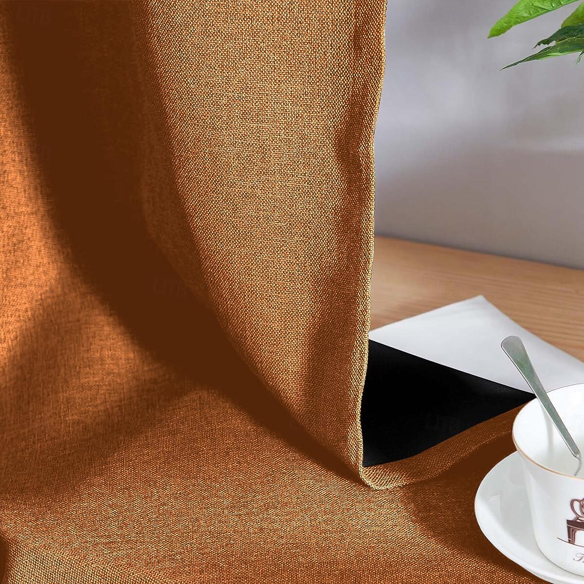 1 шт. водонепроницаемая плотная однотонная занавеска с двойным покрытием из хлопка и льна для спальни, гостиной, украшения дома, перфорированная занавеска 2026 - $42.99 –P11