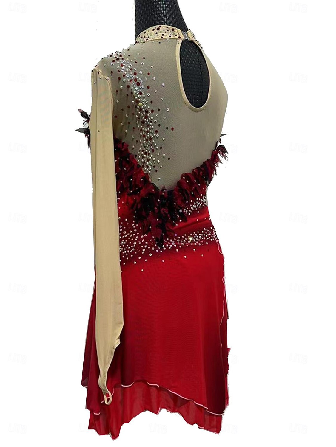 Vestidos para Patinação Artística Para Meninas Patinação no Gelo Saias Com Transparência Elastano Renda Roupa para Patinação Cristal / Strass Patinação Artística de 2026 por $390.49 –P3