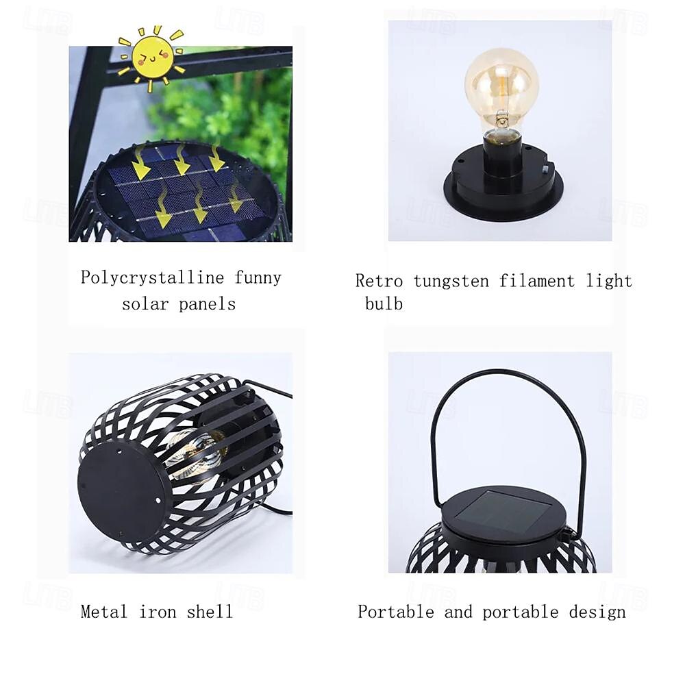 Solar Iron Lantern Outdoor Courtyard Garden Landscape Lantern Decorative Light Waterproof Handheld Hollow Tungsten Wire Lamp 1PC 2025 - $66.99 –P2