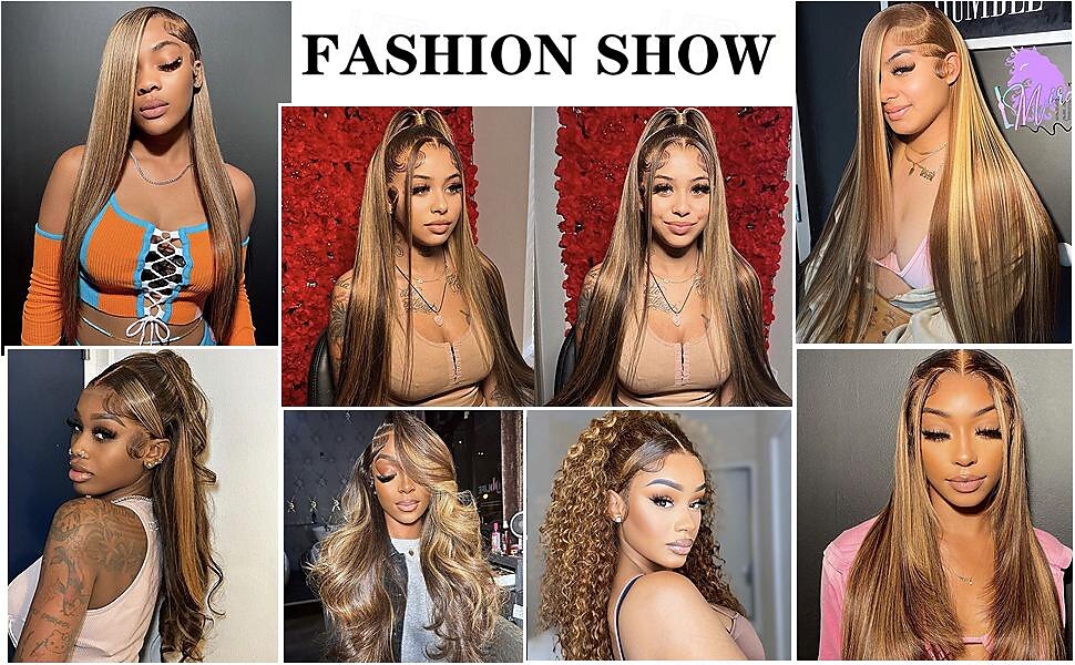 P4/27 Highlight Wigs Pre Plucked Highlight Ombre Lace Front Wig Human Hair Omber P4/27 Hair Wig with Natural Hairline 13X4 HD Transparent Straight Lace Frontal Wigs For Women Brazilian Remy Hair Wig 2025 - $131.99 –P12