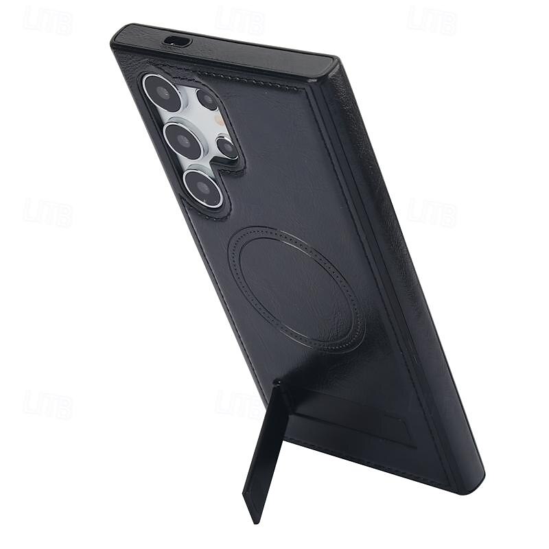 телефон Кейс для Назначение SSamsung Galaxy S25 S24 S23 Ultra Plus S22 Плюс Ультра С Магсейф Магнитный Поддержка беспроводной зарядки Откидная подножка Ретро ТПУ Кожа PU 2025 - $18.99 –P16