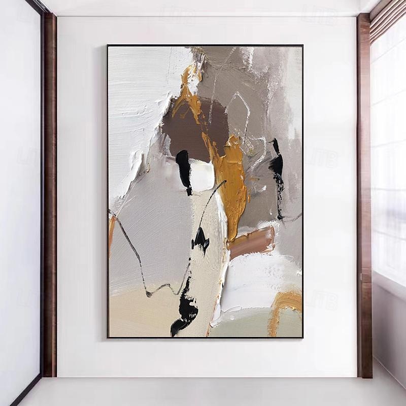 strukturierte handgemalte Leinwand gewickelt Ölgemälde Wandkunst orange weiß schwarz abstrakte Leinwand Malerei modernes Kunstwerk Öl Hand Malerei Home Interior Rahmen fertig zum Aufhängen 2025 - $131.99 –P6